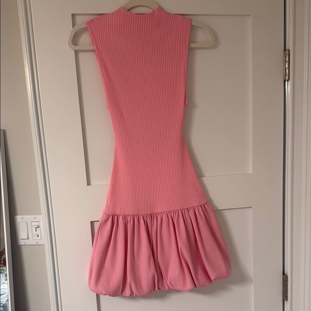 Pink Sleeveless Dress with Bubble Skirt